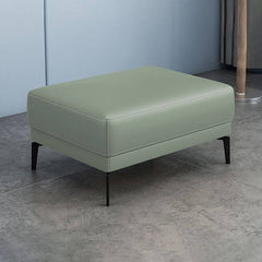 Contemporary Leather Rectangle Ottoman in Grey