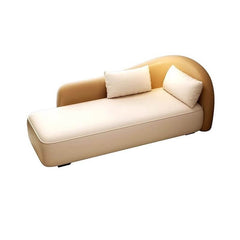 Elegant wood frame chaise lounge with recessed arm