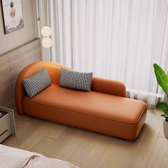 Elegant wood frame chaise lounge with recessed arm