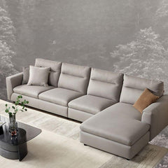 Contemporary Modern L-Shape Sofa Chaise Grey