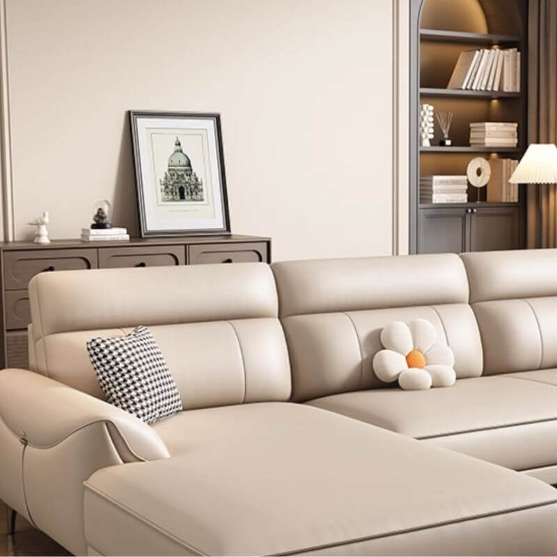 Damp-proof fabric sofa chaise in ivory