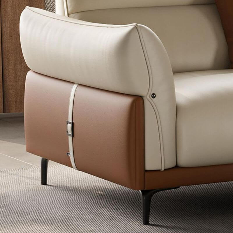 現代的なモダンソリッドカラーオフホワイトスタンダードソファ（3/6人掛け/5人用、フレアアーム付き） サブ画像