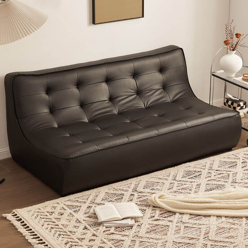 現代的なモダンなソリッドカラーの防水加工フロア/ラブシートソファ、ミッドナイトブラック/ホワイト/モカ、2/3人用 サブ画像