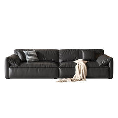 Midnight black sofa accommodating five persons