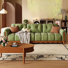 Contemporary Modern Water Resistant Auburn/Lime Green Sofa