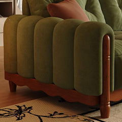 Contemporary Modern Water Resistant Auburn/Lime Green Sofa