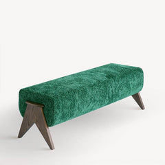 Contemporary footstool in lime green chenille upholstery