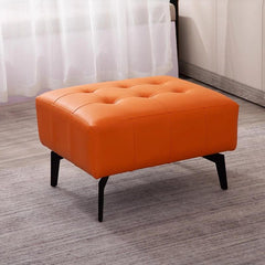 Contemporary rectangular solid color ottoman in tangerine