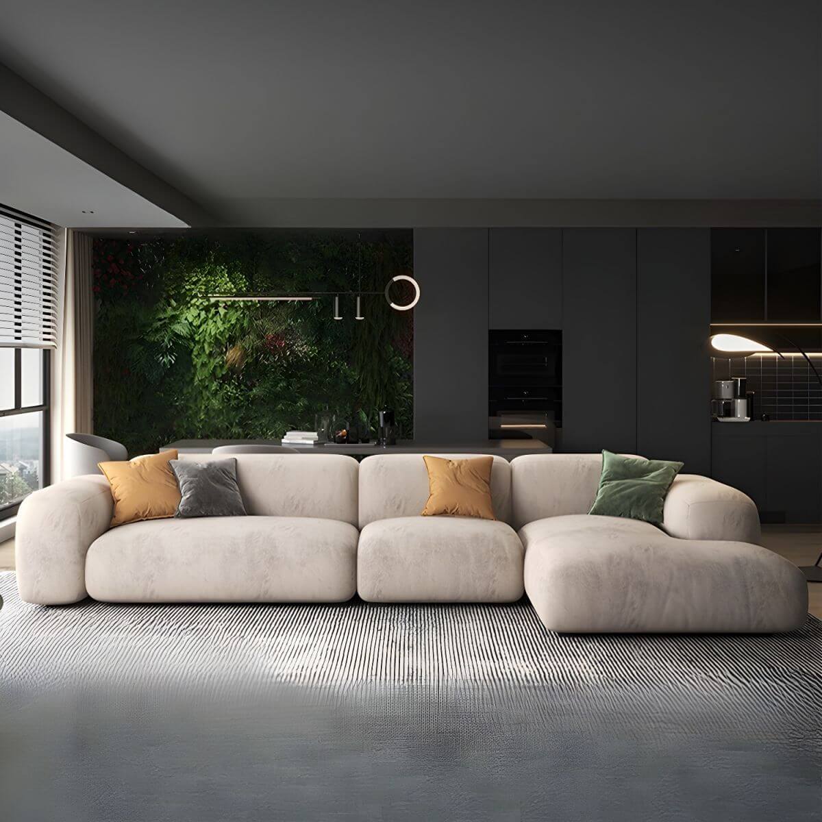 Contemporary grey upholstered sofa Main image