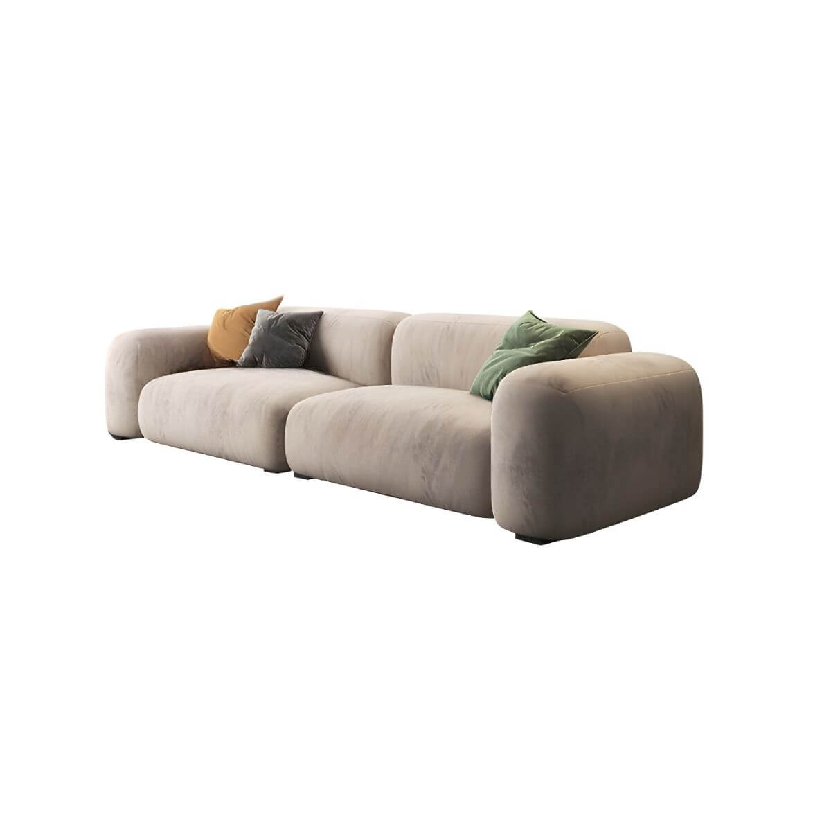 Comfortable grey sofa with plush cushions