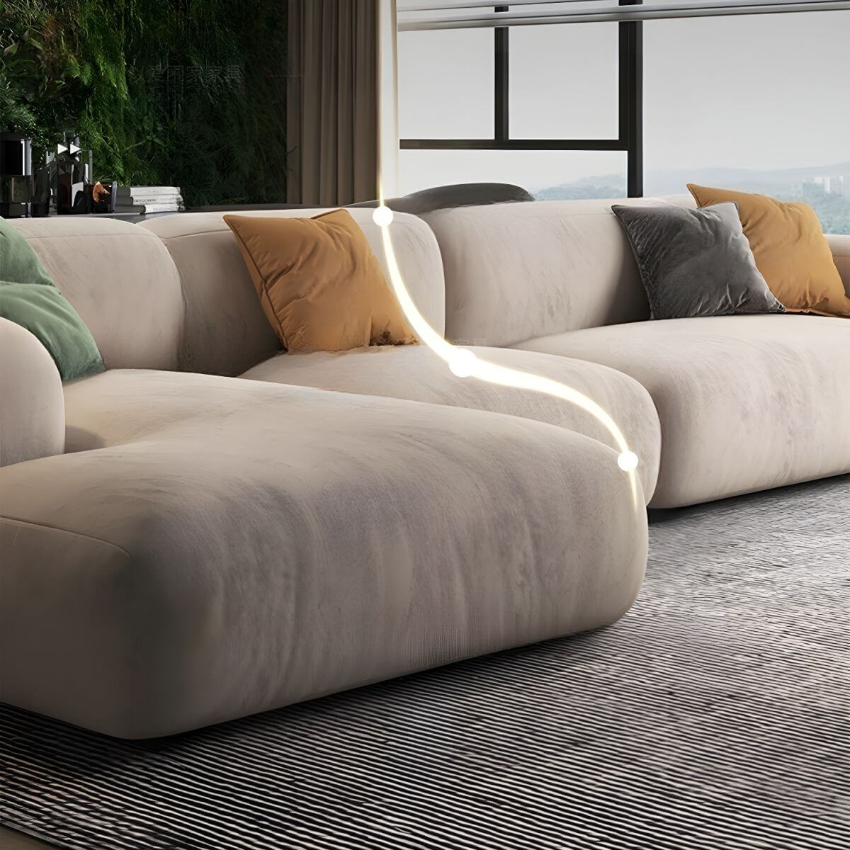 Spacious modern sofa for relaxation