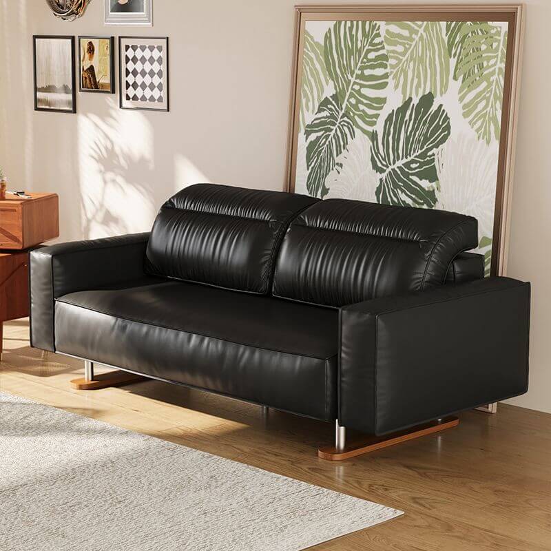 Contemporary solid color floor sofa in midnight black