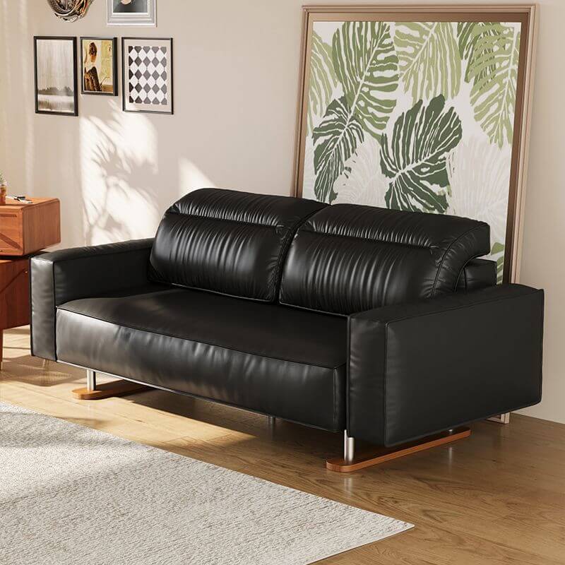 Contemporary solid color floor sofa in midnight black メイン画像