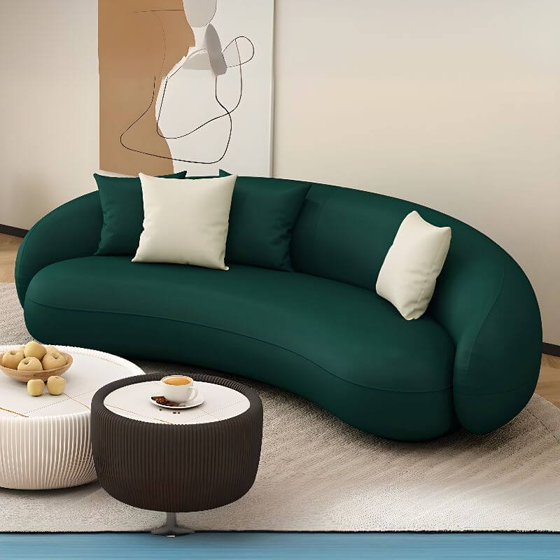 Contemporary Solid Color Floor Sofa/Loveseat in Grey/Jade Green