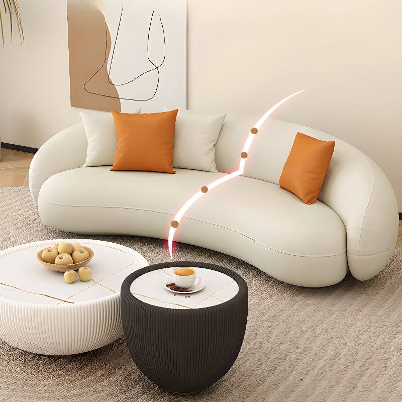 グレー/ジェイドグリーン/シトラスカラーのコンテンポラリーソリッドカラーフロアソファ/ラブシート、2人用/4人用/3人用、2/4/3ピロー付き サブ画像