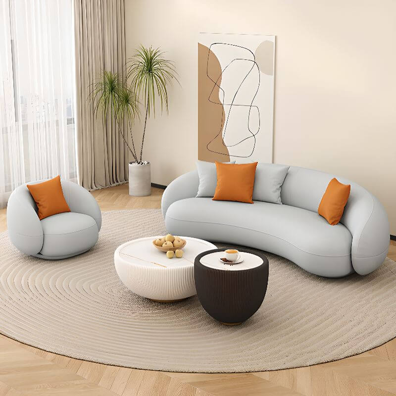 citrus color sofa with pillows