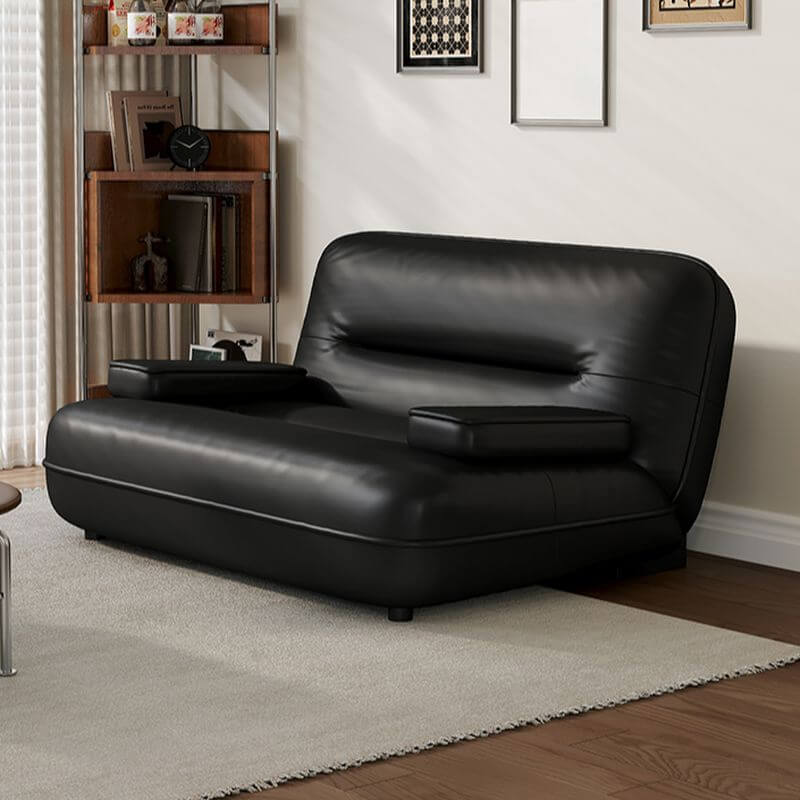 Contemporary solid color floor sofa in midnight black メイン画像