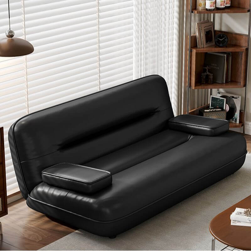 コンテンポラリーソリッドカラーフロアソファ/ラブシート（ミッドナイトブラック/モカ）3人/2人用 サブ画像