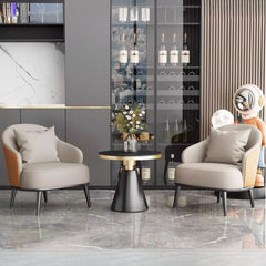 Stylish grey arm chair paired with modern decor