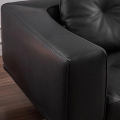 Comfortable sofa with rich black upholstery