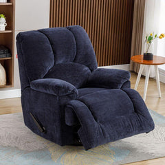 Dark purple upholstered reclining chair in living room