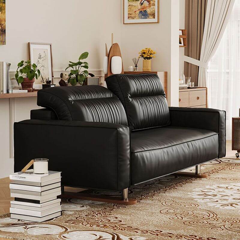 Contemporary Solid Color Sleeper Sofa in Midnight Black/White/Mocha, Seats 3 Person/2 People サブ画像
