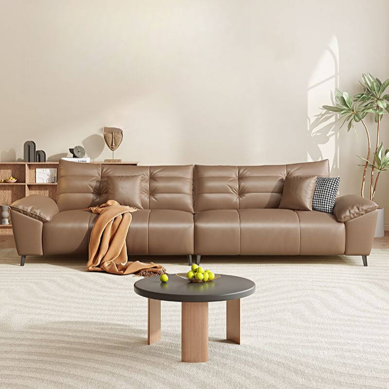 mocha sofa with pillows