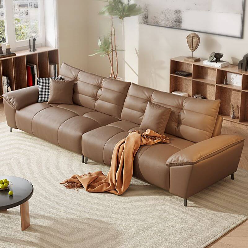 modern living room with mocha sofa