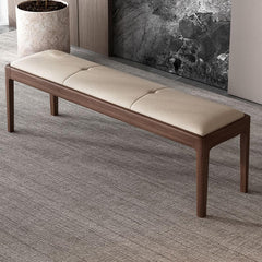 Contemporary solid color upholstered sitting room bench in beige