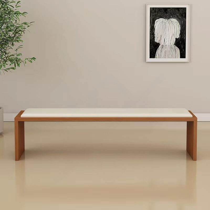Contemporary solid wood shoe bench in white