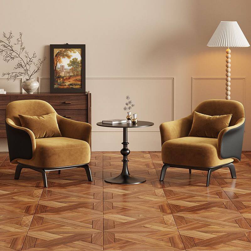 Contemporary Solid Wood+Manufactured Wood Frame White/Olive Green/Lemon Color Solid Color/Floral Pattern/Striped Arm Chair with Fixed Back and Sloped Arms Secondary image