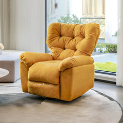 Contemporary swivel rocker recliner in yellow microsuede