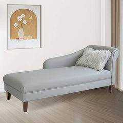 Grey padded chaise lounge for indoor relaxation