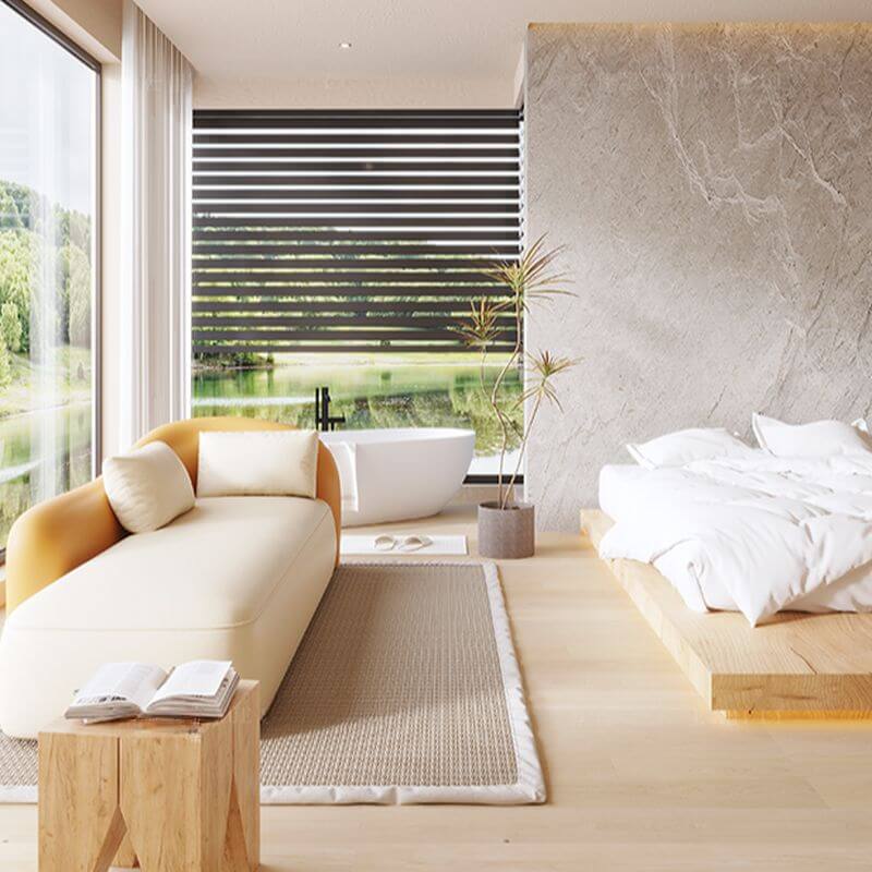 Contemporary Unfixed Ergonomic Ivory/Gray Cushioned Chaise Lounge Chair with Right Arm Secondary image