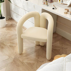 Contemporary upholstered modern vanity stool in white