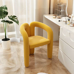 Orange upholstered vanity stool with solid color pattern