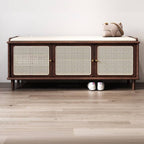 Stylish nut-brown shoe bench for hallway