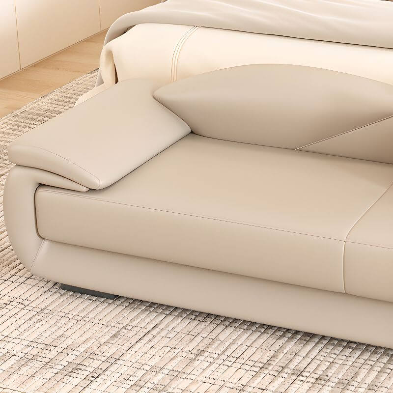 Moderne gepolsterte einfarbige Schuhbank mit Rückenlehne, Armlehne und gepolstertem Sitz Zweitbild