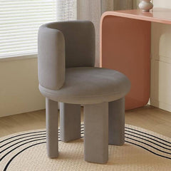 Blue upholstered utility stool with solid wood frame