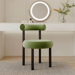 Modern vanity stool with black metal legs