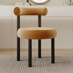 Elegant off-white vanity stool with soft fabric