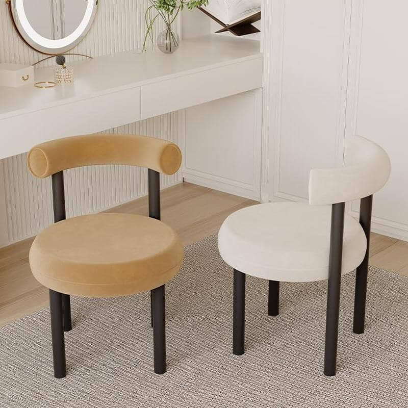 Stylish khaki upholstered vanity stool