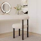 Elegant off-white vanity stool with soft fabric