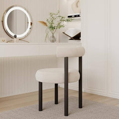 Elegant off-white vanity stool with soft fabric