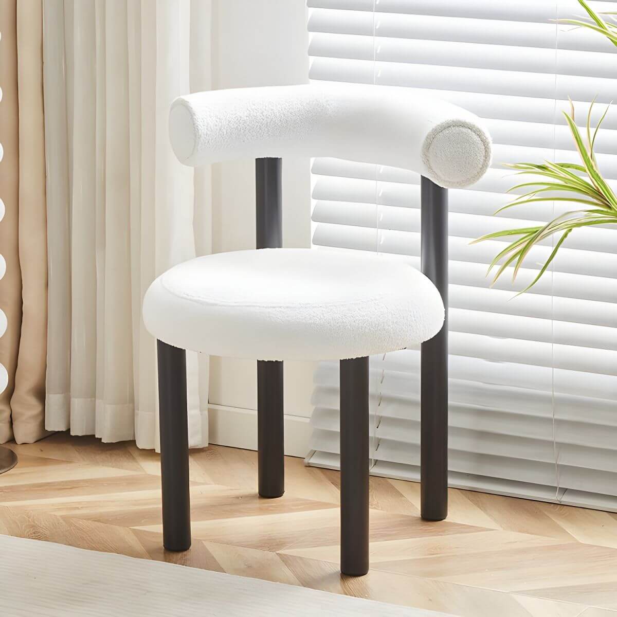 Contemporary Vanity Stool with Back