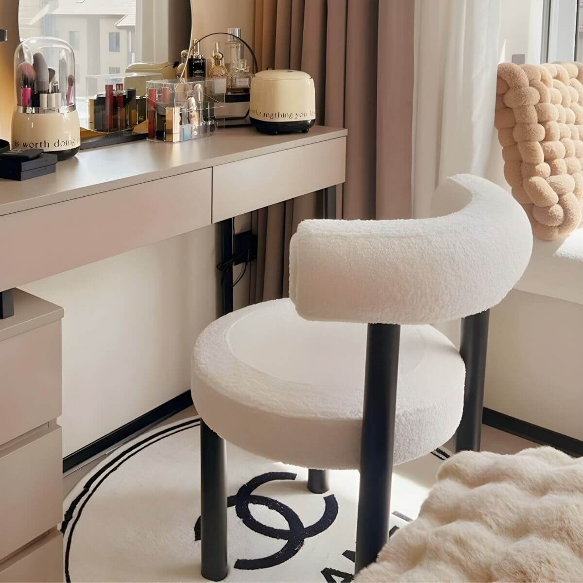 Sherpa Upholstered Stool