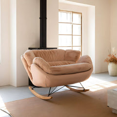 contemporary velvet rocking chair in pink