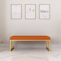 Orange modern standard ottoman with gold legs