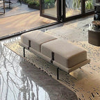 Contemporary white upholstered accent bench front view