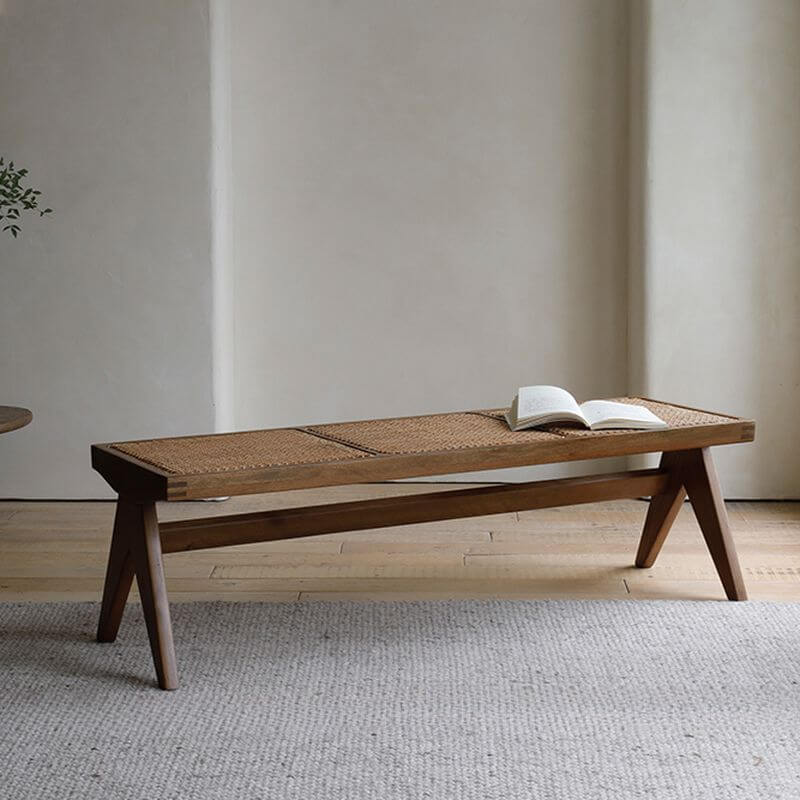 Zeitgenössische Korbgeflecht & Rattan Uni-Farben Akzentbank Zweitbild